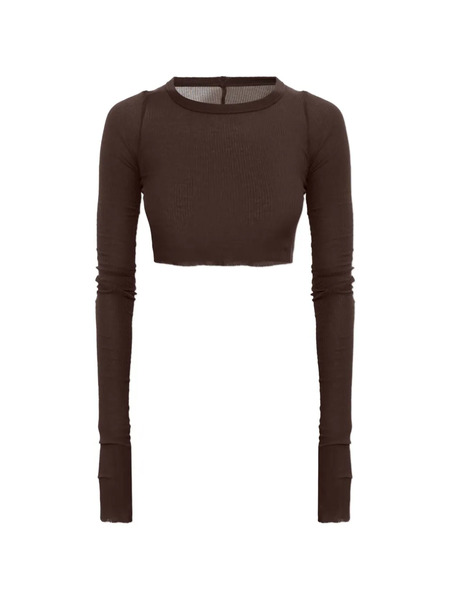  Rick Owens Long-sleeve Cropped Top - Brown 