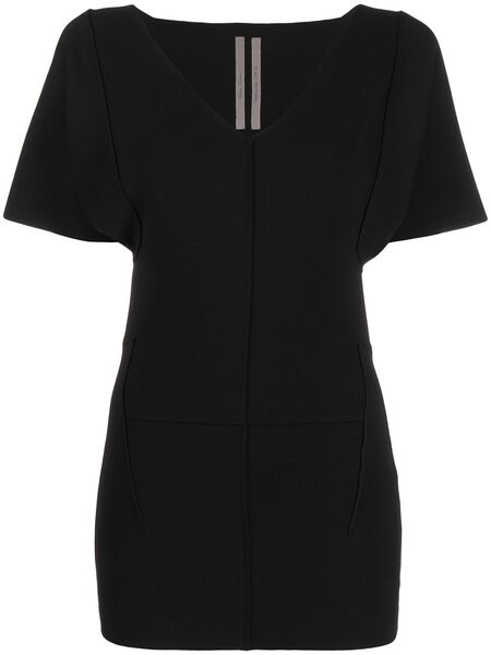  Rick Owens Longline V-neck Top - Black 