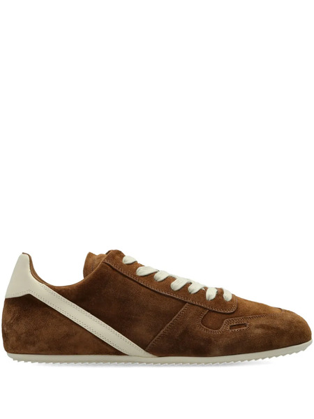  Rick Owens Minimal Sneak Suede Leather Panel Sneakers - Brown 