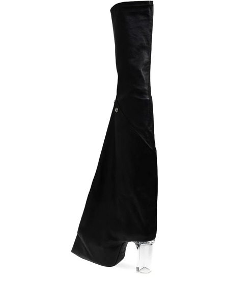  Rick Owens 120mm Clear-heel Leather Boots - Black 
