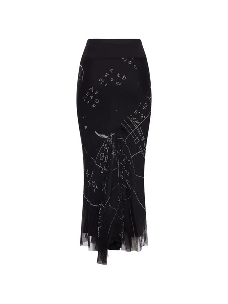  Rick Owens Printed Midi Skirt - Black 