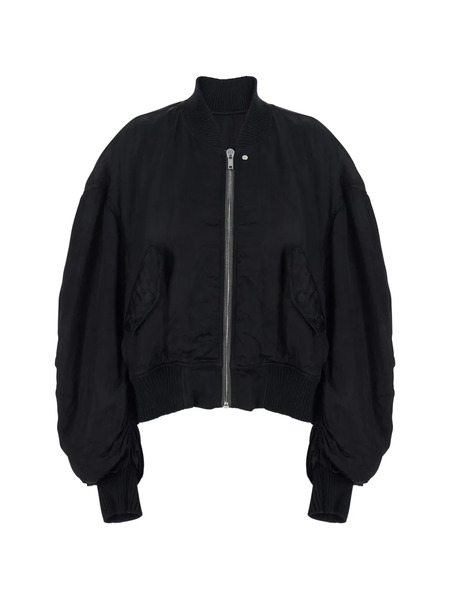  Rick Owens Ruched Bomber Jacket - Black 