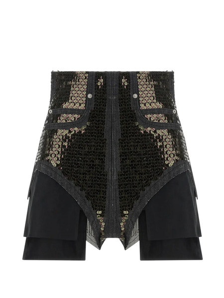  Rick Owens Sequin-embellished Denim Shorts - Black 