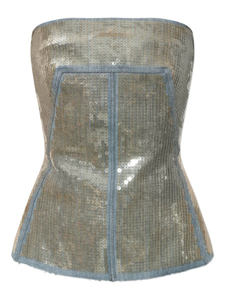  Rick Owens Sequin Panelled Top - Neutrals 
