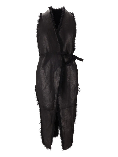  Rick Owens Shearling Belted Coat - Black 