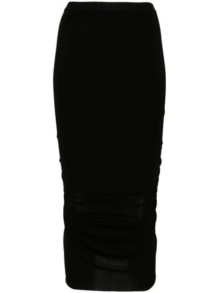  Rick Owens Shrimp Ruched Midi Skirt - Black 