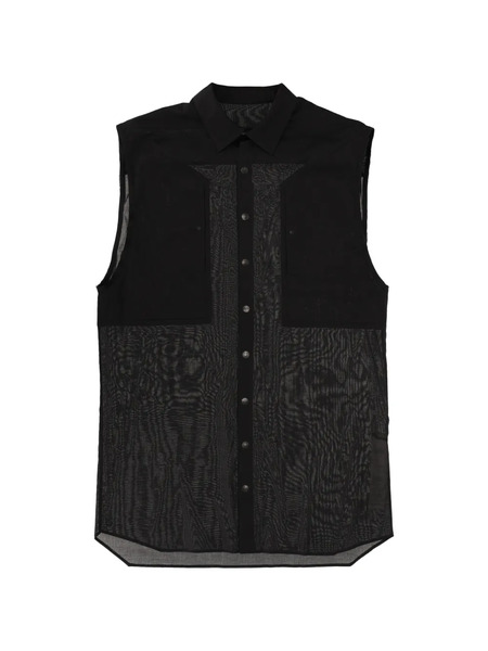  Rick Owens Sleeveless Mesh-panel Shirt - Black 