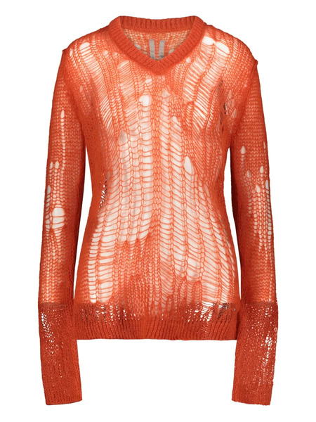  Rick Owens Spider V-neck Sweater - Orange 