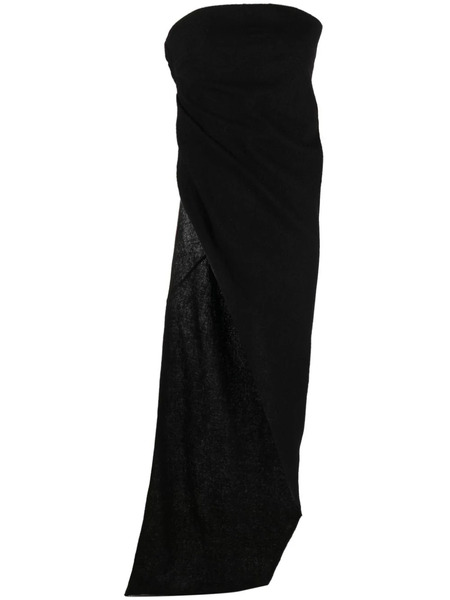 Rick Owens Strapless Asymmetric Virgin Wool Top - Black 