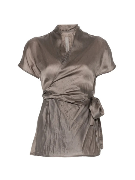 Rick Owens Tie-detail Short-sleeve Blouse - Brown 