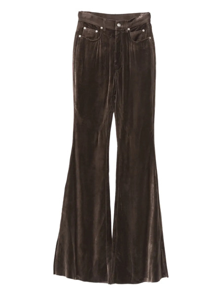  Rick Owens Velvet Flared Trousers - Brown 