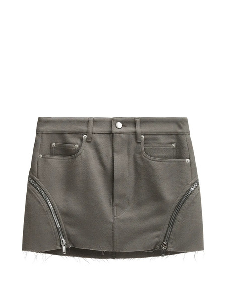  Rick Owens Zip-detail Frayed Mini Skirt - Grey 