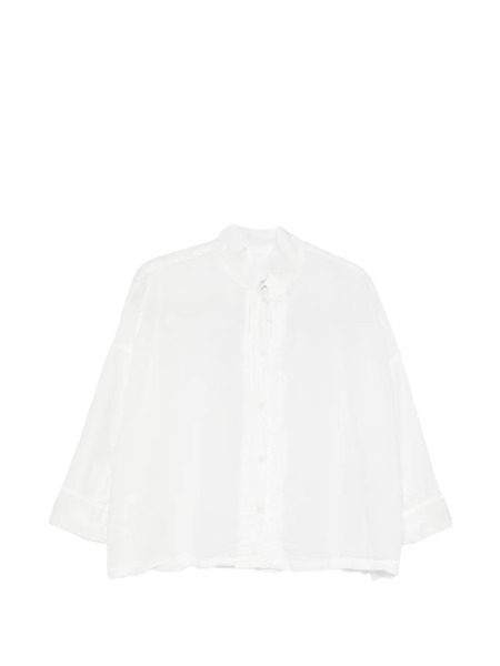  Ricorrrobe Button Mandarin Collar Top - White 