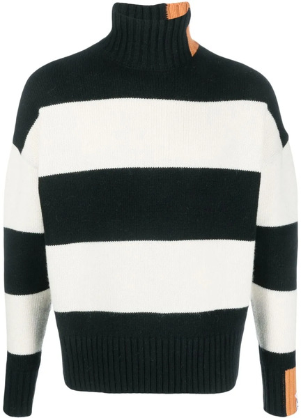  Right For Striped High-neck Jumper - Black 