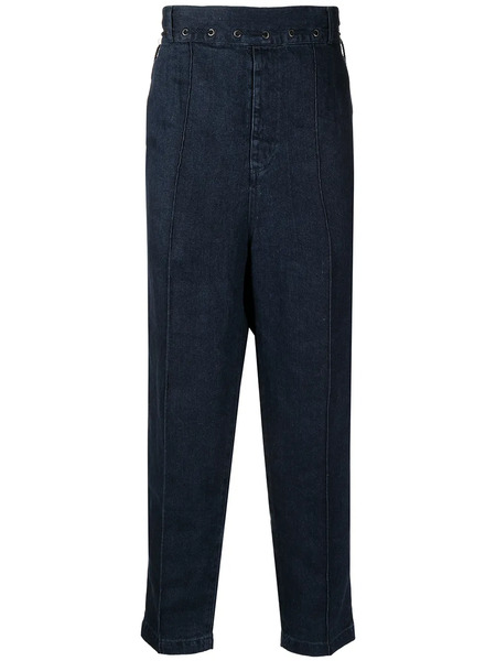  Rito Structure Cropped Linen Jeans - Blue 