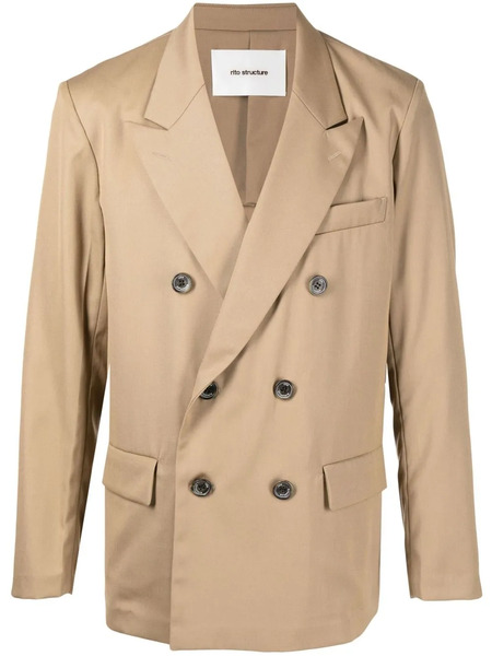  Rito Structure Double-breasted Fitted Blazer - Neutrals 