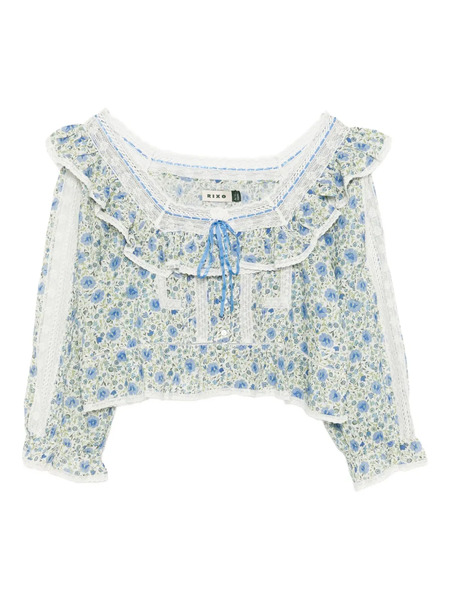  Rixo Oceana Floral-print Ruffled Blouse - Blue 