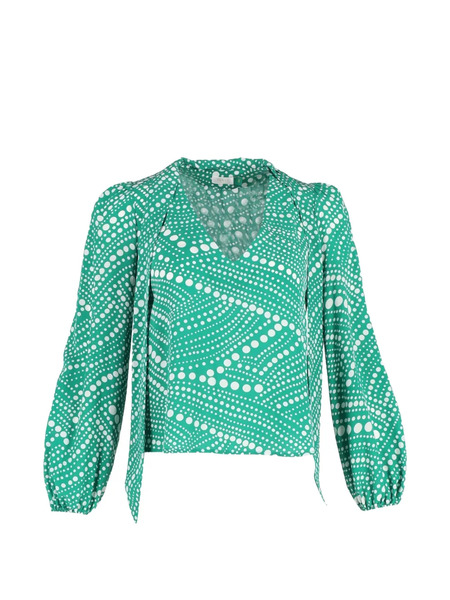  Rixo Printed Silk Blouse - Green 