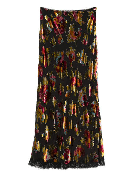  Rixo Stassie Floral-pattern Midi Skirt - Black 