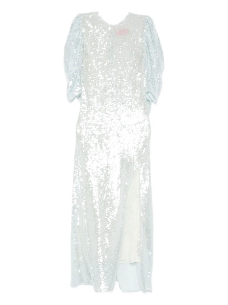  Roberta Einer Drama Puff-sleeve Sequin Midi Dress - Blue 