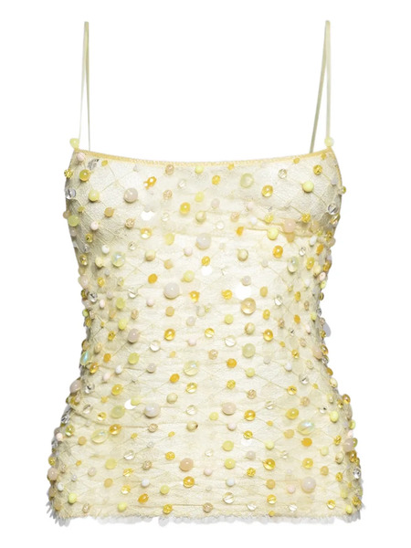  Roberta Einer Fishnet Beaded Top - Neutrals 