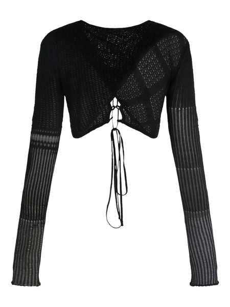  Roberta Einer Long-sleeve Lace-up Top - Black 