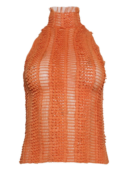  Roberta Einer Ruffled Turtleneck Top - Orange 