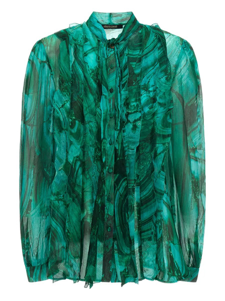  Roberto Cavalli Abstract-print Shirt - Green 