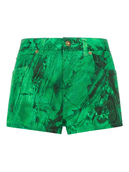  Roberto Cavalli Abstract-print Shorts - Green 