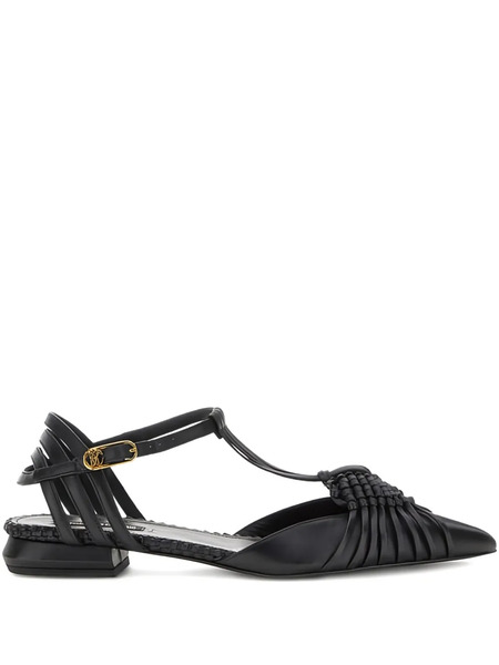  Roberto Cavalli Braided-embellihment Flat Pumps - Black 