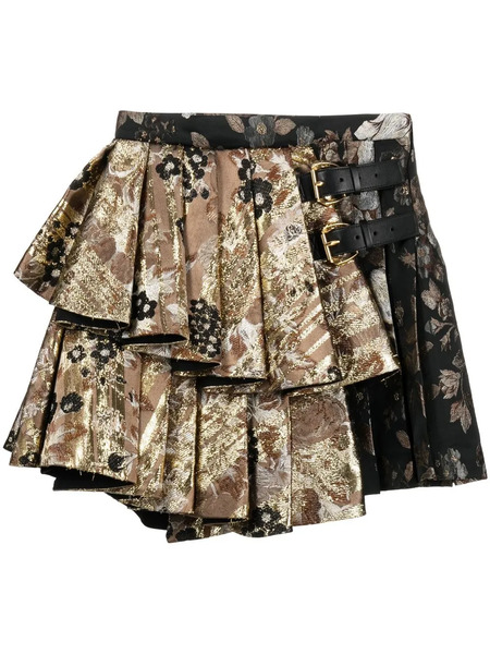  Roberto Cavalli Brocade-pattern Pleated Miniskirt - Black 