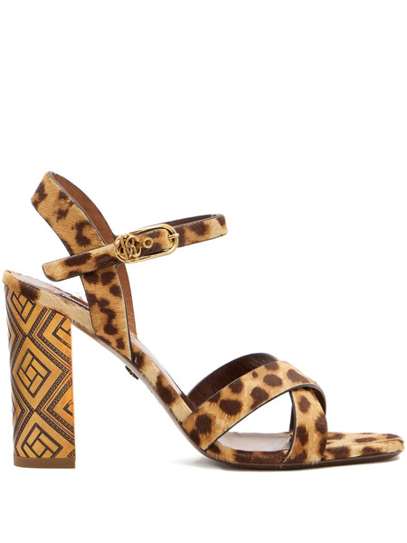  Roberto Cavalli Cheetah-print Cross-strap Sandals - Brown 