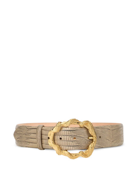  Roberto Cavalli Cobra-print Snake-buckle Belt - Neutrals 