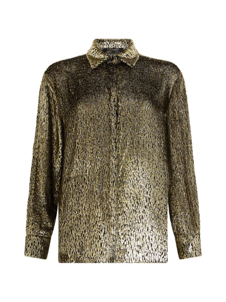  Roberto Cavalli Collared Long-sleeve Shirt - Gold 