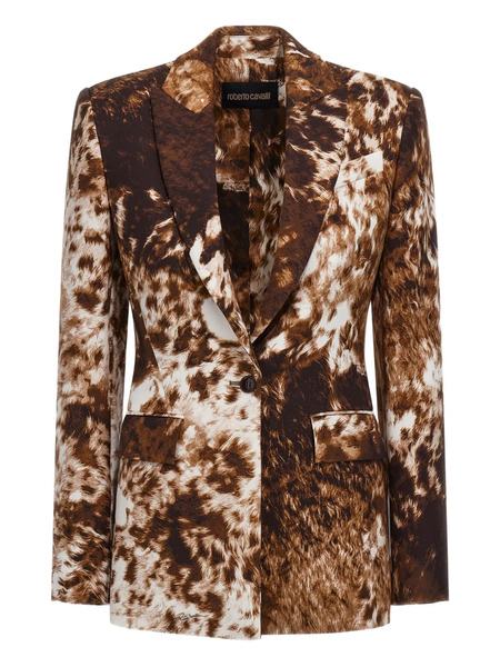  Roberto Cavalli Cow-print Single-breasted Blazer - Brown 