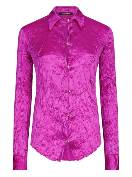  Roberto Cavalli Crinkle Silk Shirt - Pink 