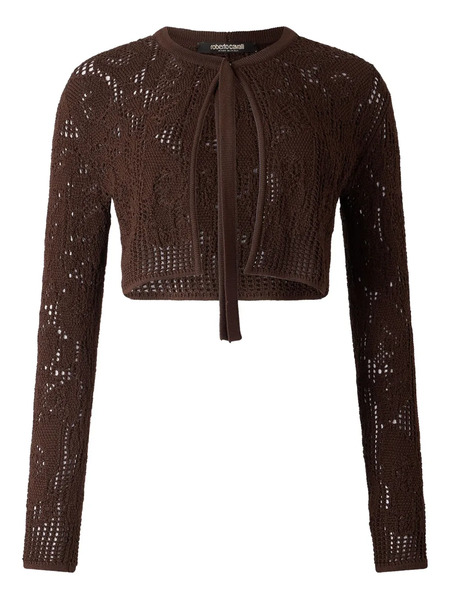  Roberto Cavalli Crochet-effect Tie-front Cardigan - Brown 