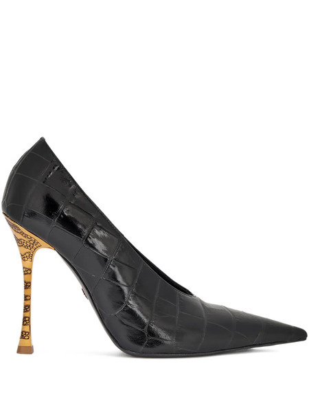  Roberto Cavalli Crocodile-effect Pointed-toe Pumps - Black 