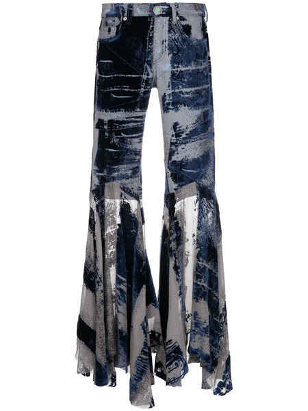  Roberto Cavalli Distressed Flared Trousers - Blue 