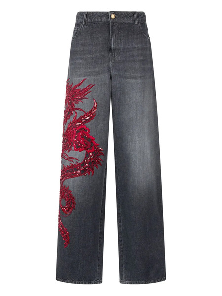  Roberto Cavalli Dragon-sequin Jeans - Black 