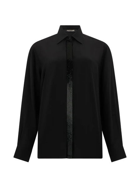  Roberto Cavalli Embellished-stripe Shirt - Black 