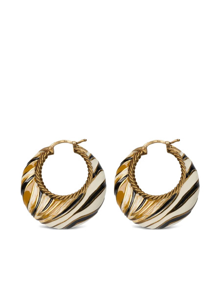  Roberto Cavalli Embossed-logo Hoop Earrings - Gold 