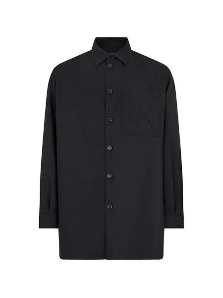  Roberto Cavalli Embossed Serpent Plain Shirt - Black 