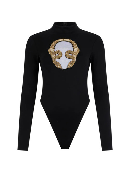  Roberto Cavalli Embroidered Long-sleeve Top - Black 