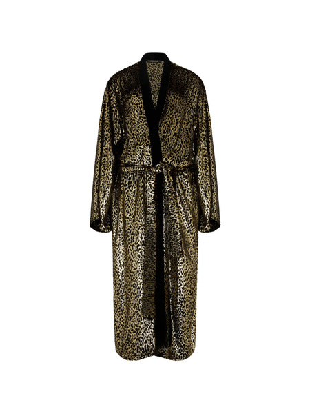  Roberto Cavalli Fil Coupé Leopard-print Coat - Gold 