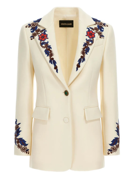  Roberto Cavalli Floral-embroidered Blazer - Neutrals 