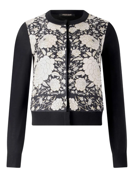  Roberto Cavalli Floral-panel Cardigan - Black 