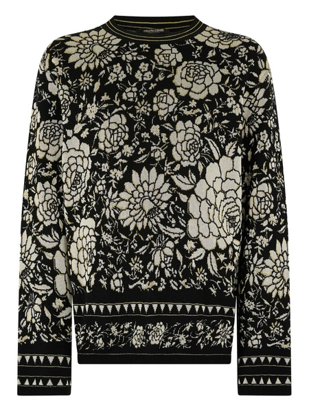  Roberto Cavalli Floral-pattern Wool Sweater - Black 