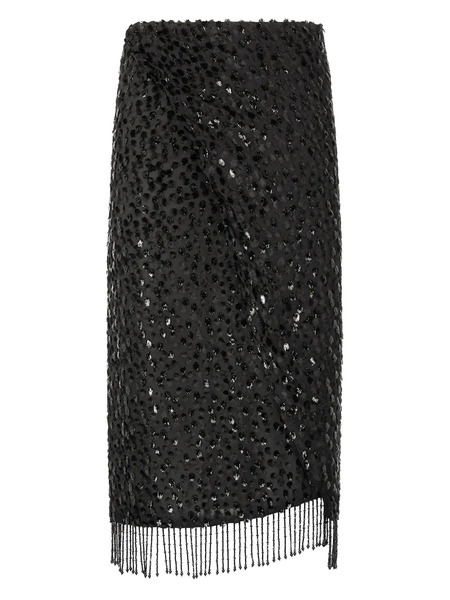  Roberto Cavalli Fringe-detail Sequined Skirt - Black 