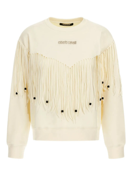  Roberto Cavalli Fringe Sweatshirt - Neutrals 